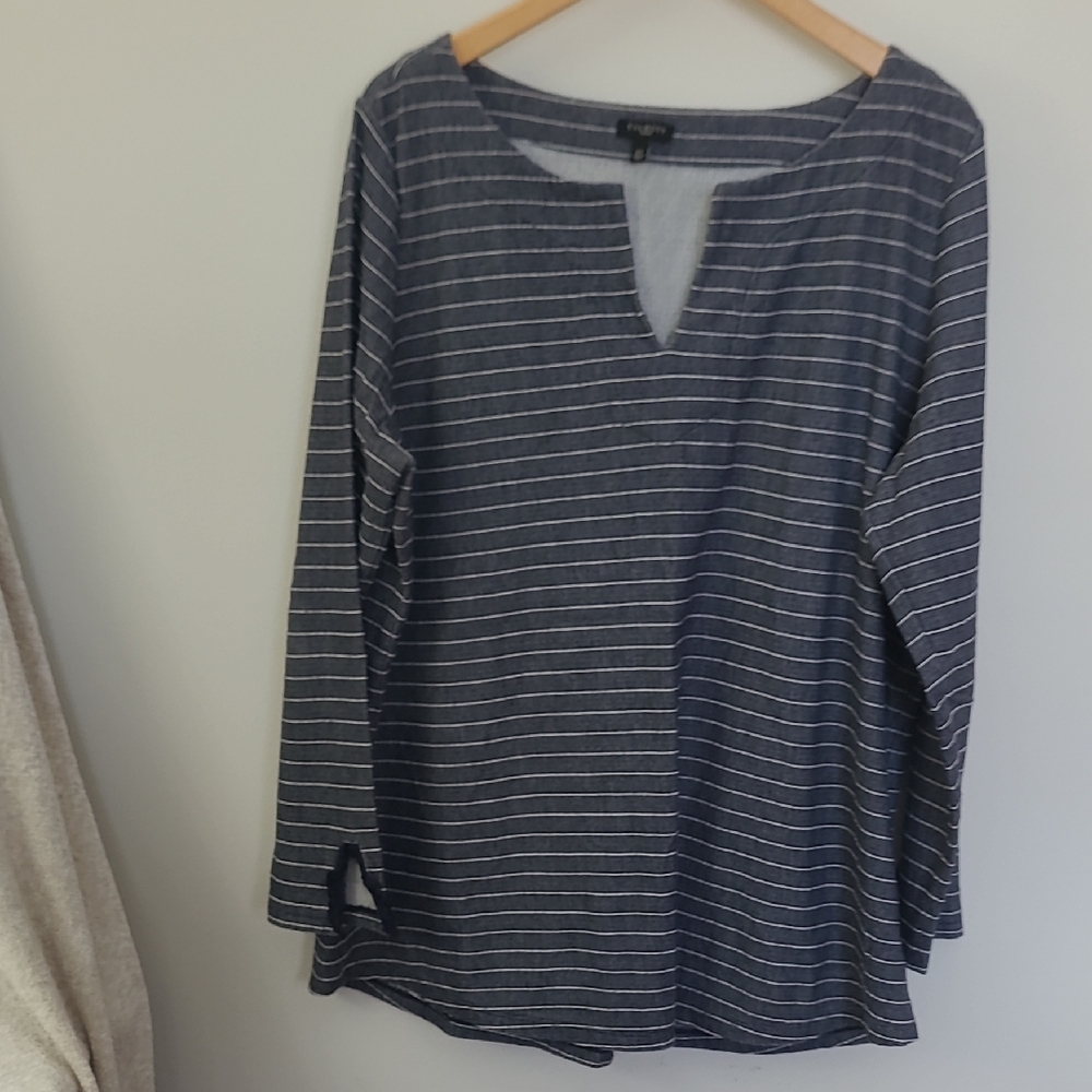 Talbots Tunic Navy White Stripe 2x